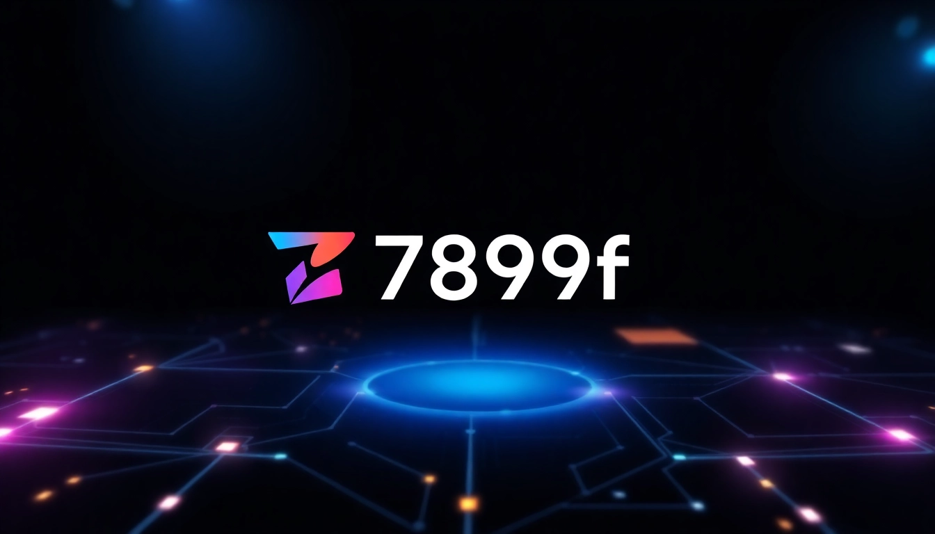 High-resolution image illustrating the 789f brand logo engaging with digital technology in a vibrant, futuristic style for a tech-oriented website.