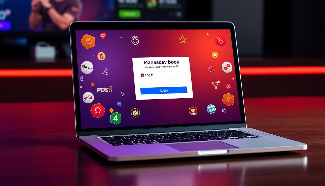 Step-by-step Mahadev book login process on a laptop screen, highlighting secure access for online betting in India.