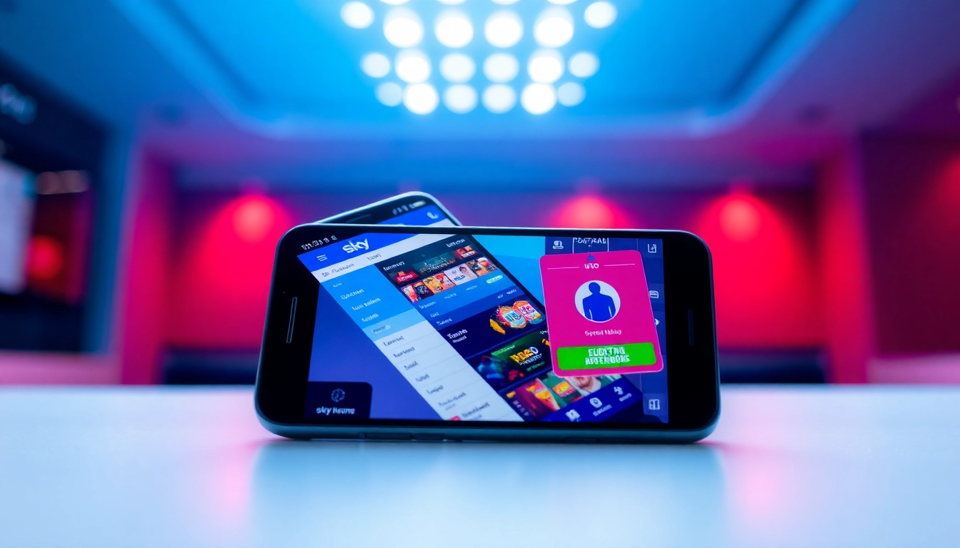 Sky Exchange Id verification process displayed on a smartphone, with secure login interface and digital ID badge in focus, highlighting ease of access and security.