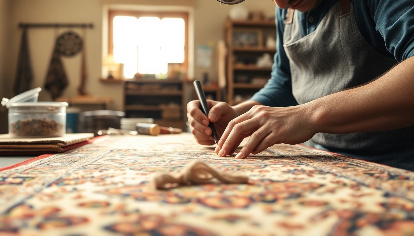Skilled artisans perform Restauro Tappeti milano with detailed craftsmanship and traditional