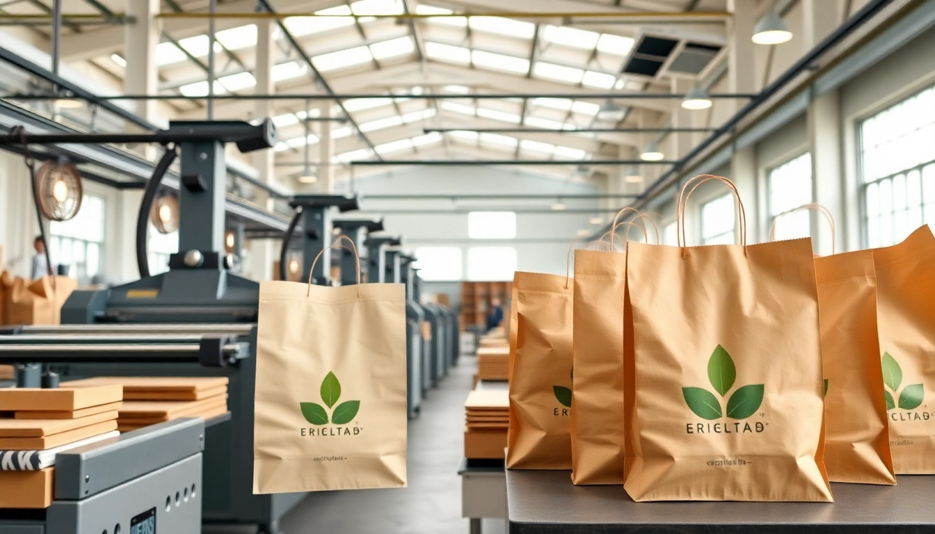 High-quality torba papierowa in use for packaging products at eco-friendly manufacturing plant