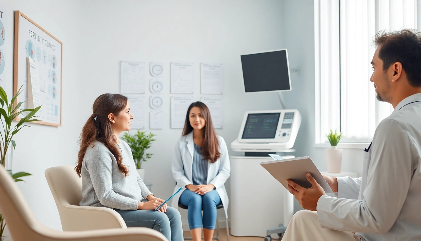 Fecondazione eterologa consultation in a fertility clinic with patient and specialist