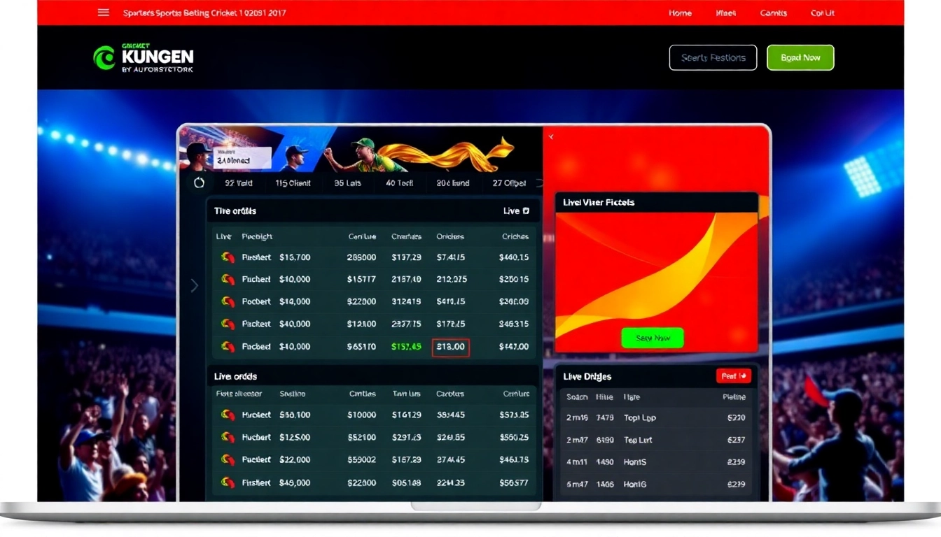 Professional cricket betting platform with Cricbet99 com branding and live sports odds display