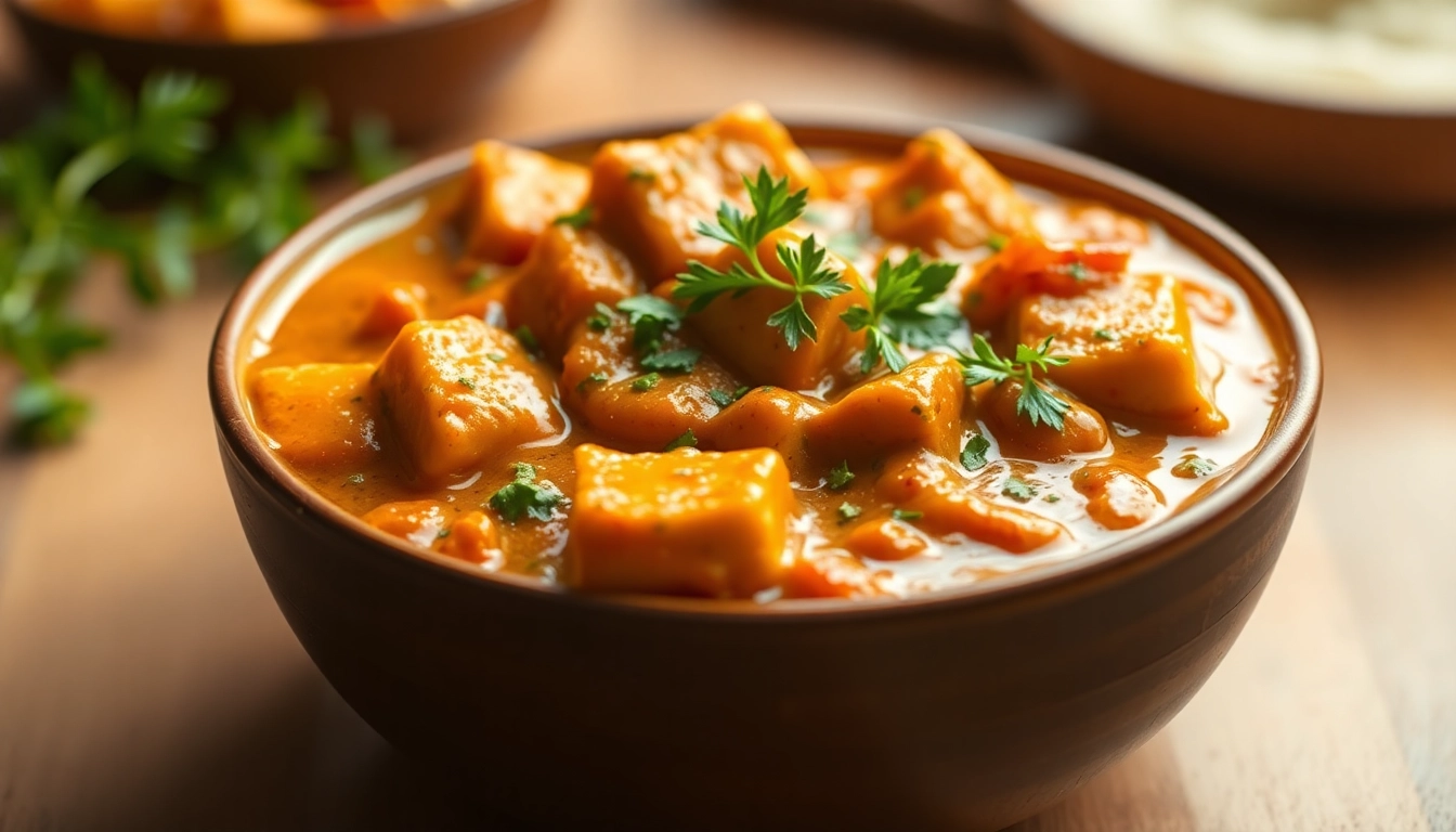 High-quality image of ready to eat Paneer Makhani Gravy Base in a bowl with garnishes,