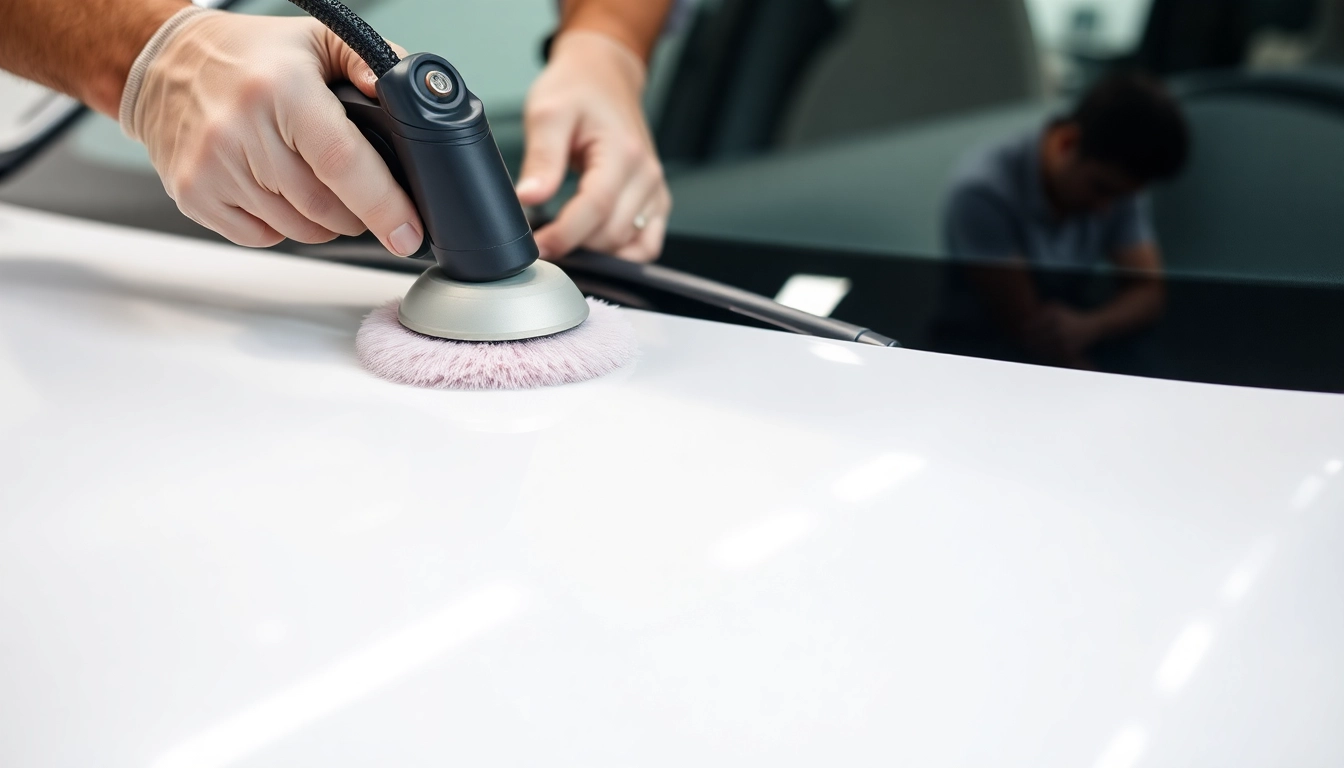 Professional applying Wohnmobil Politursiegelung to enhance vehicle gloss and protection in a