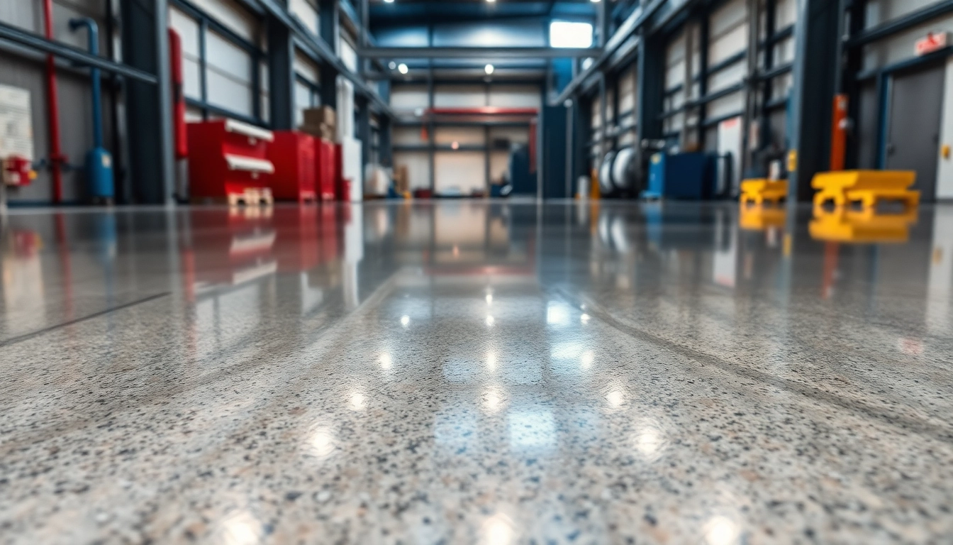 Professional epoxy resin floor installation showcasing a smooth, durable surface for industrial
