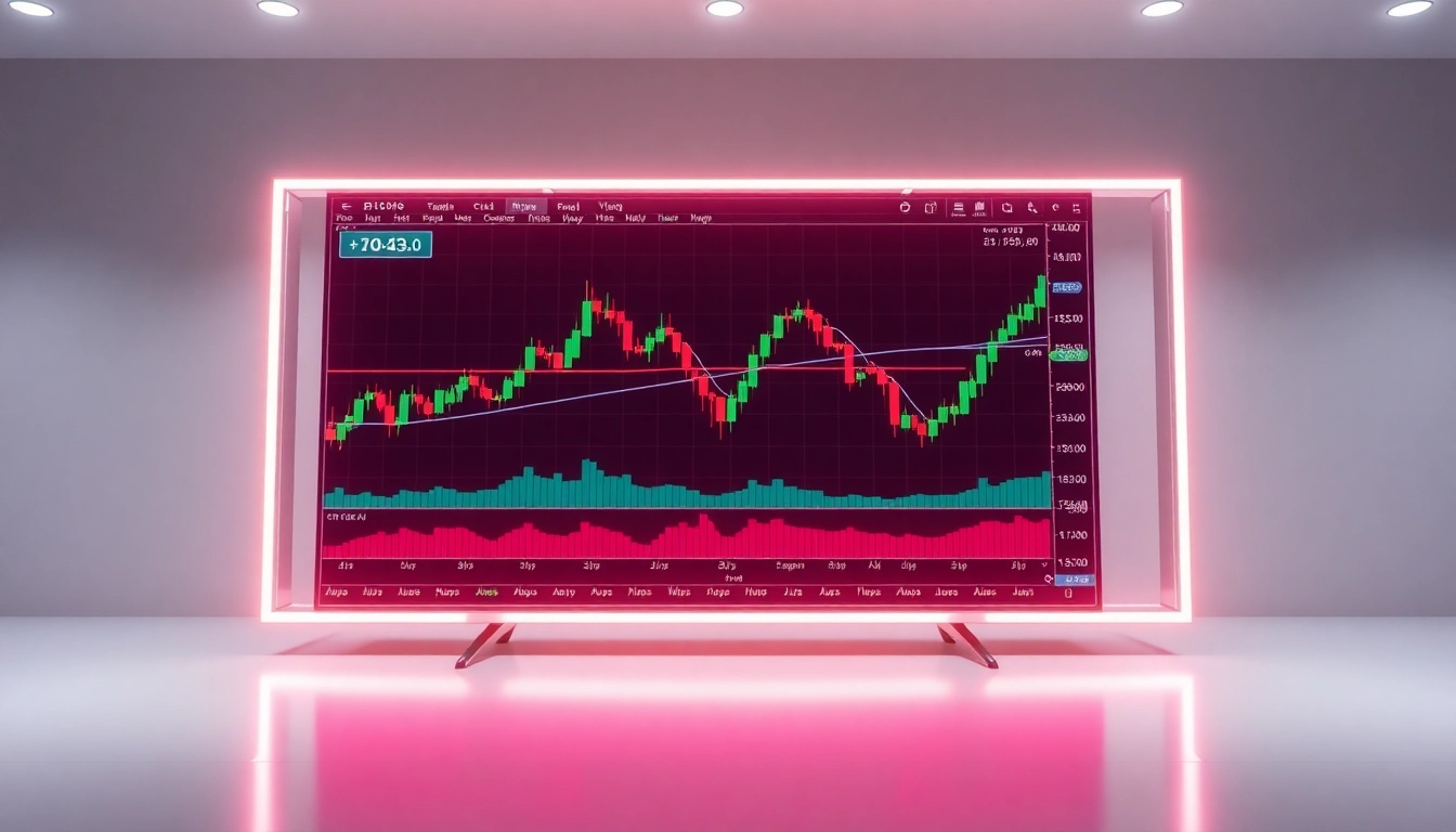 Trading view platform showcasing real-time market charts with bright colors and detailed